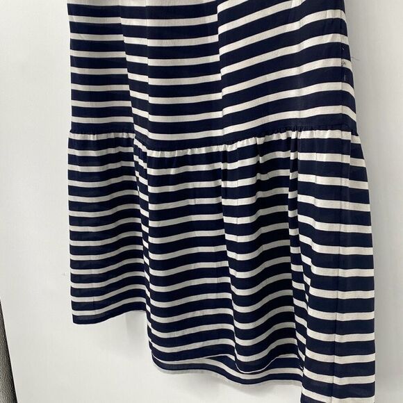 J.Crew 100% Silk Marin Sailor Mini Dress Nautical Stripe Lightweight Short Sleev - Picture 10 of 12